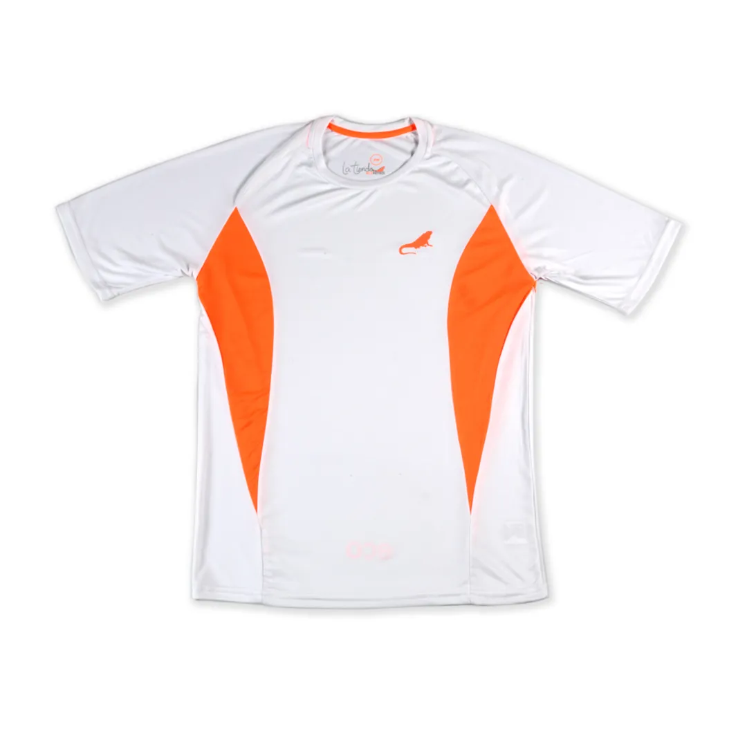 Camiseta Deportiva Blanca-Naranja
