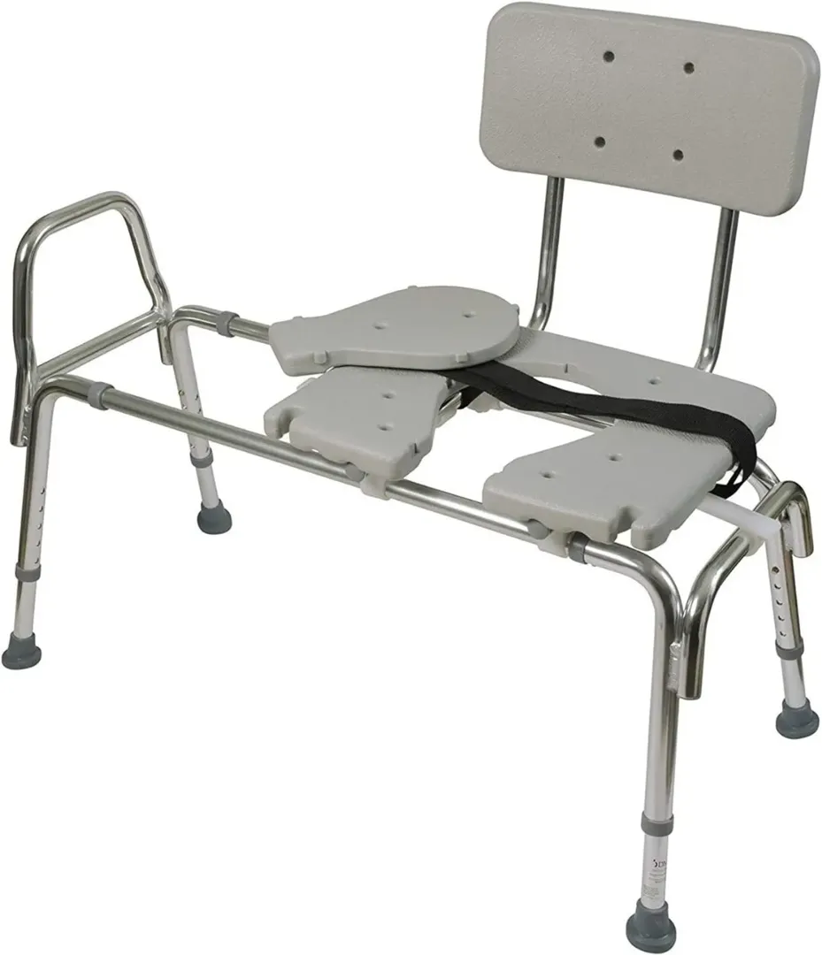 Banco de transferencia de bañera y silla de ducha con cuerpo de aluminio antideslizante, elegible para FSA, altura del asiento ajustable y acceso