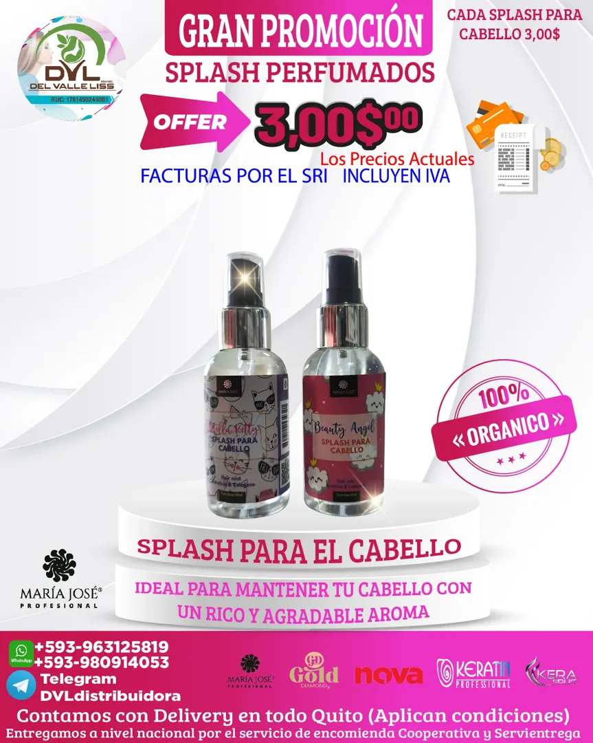 Splash Perfumados Para El Cabello MJ 60 ML