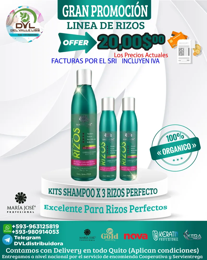 Kits Completo Para Rizos Shampoo + Crema + Gel