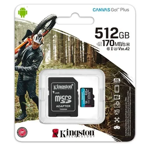MEMORIA MICRO SD KINGSTON 512GB A2 CLASE 10 U3 V30 CANVAS GO PLUS SDCG3/512GB
