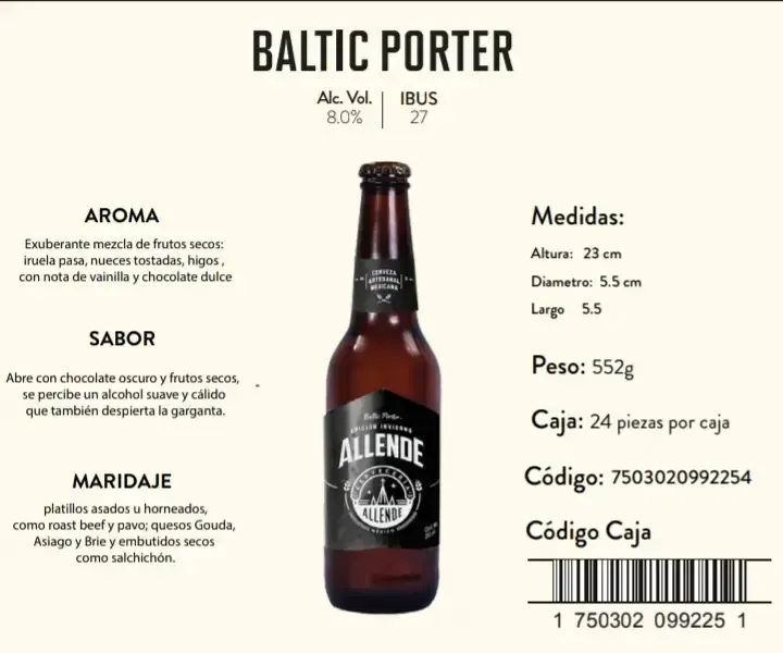 Cerveza artesanal Baltic Porter 355ml especial de invierno 