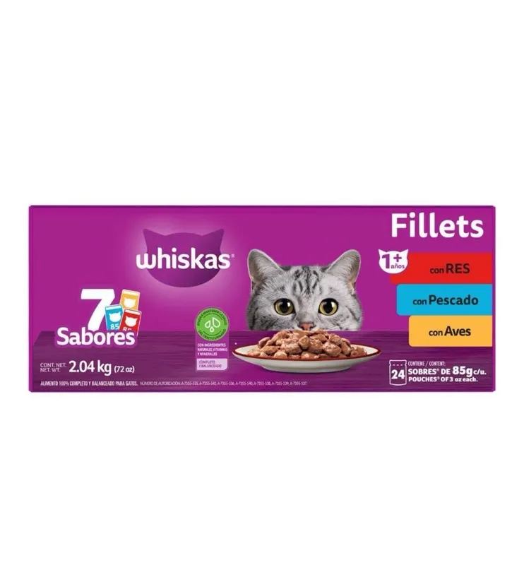 Alimento para gato whiskas sobre 24 piezas 