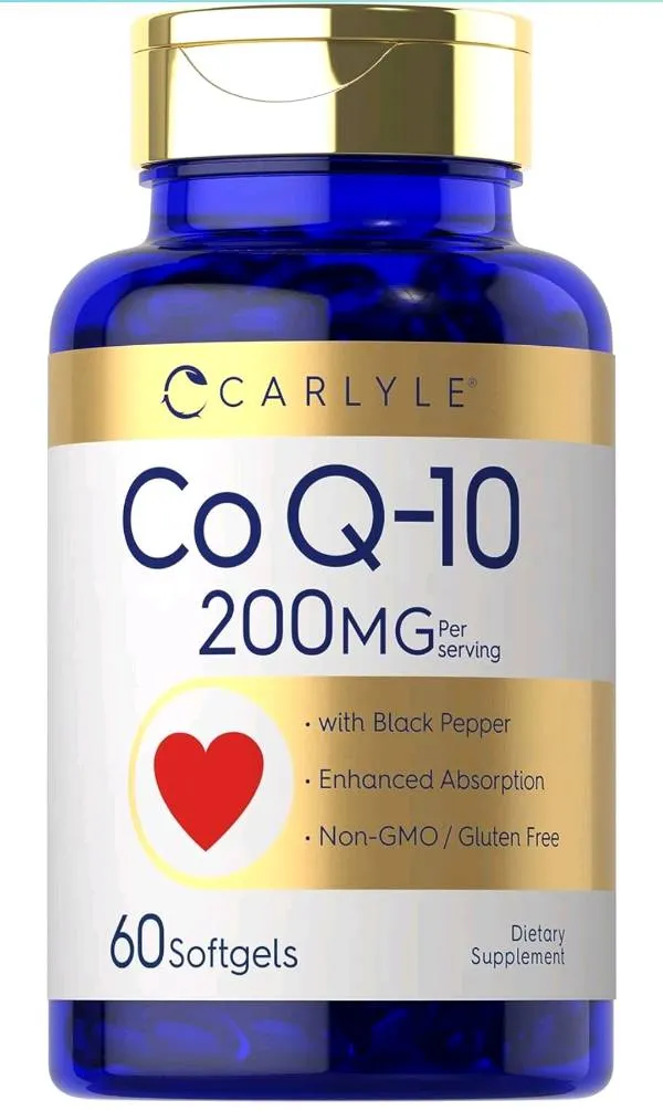 Carlyle CoQ10 - Cápsulas blandas de 200 mg | 60 unidades | con pimienta negra | Absorción mejorada | Sin OMG, sin gluten