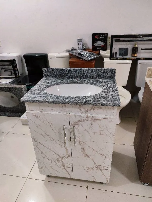 Mueble de baño veteado con mesada de marmo Cinza 62x45 altura 85cm