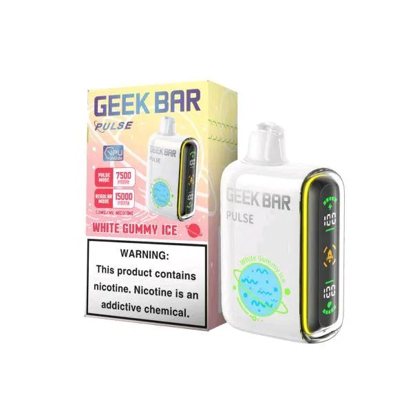 Caja 5 Unid Vaporizador Desechable Geek Bar 15 000 Puff White Gummy Ice