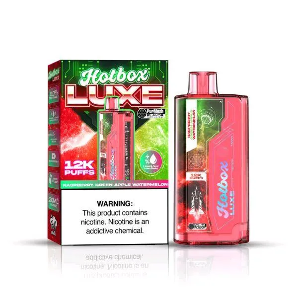 Vaporizador Desechable Hotbox Luxe 12 000 Puff Raspberry Green Apple Watermelon