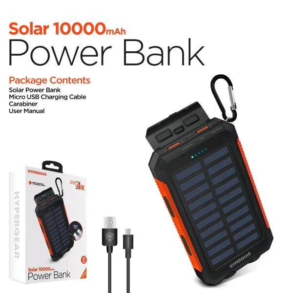 Bateria Externa Power Bank HyperGear Solar 10000 mAh Negro