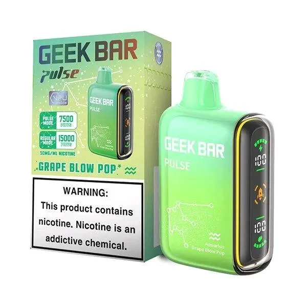 Caja 5 Unid Vaporizador Desechable Geek Bar 15 000 Puff Grape Blow Pop