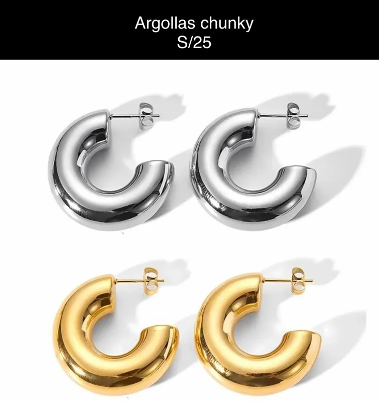 Argollas chunky acero inoxidable 
