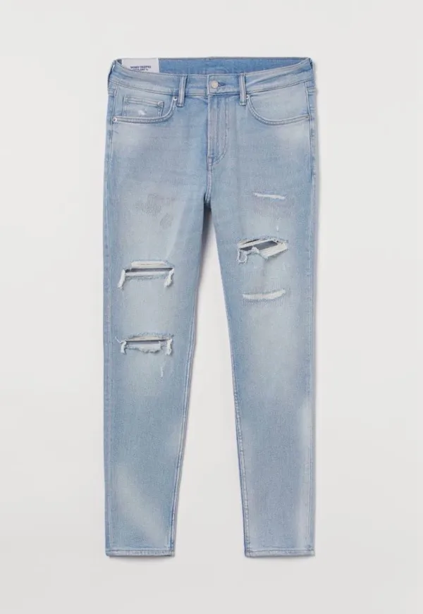 Jeans Rasgado Para Hombre H&M