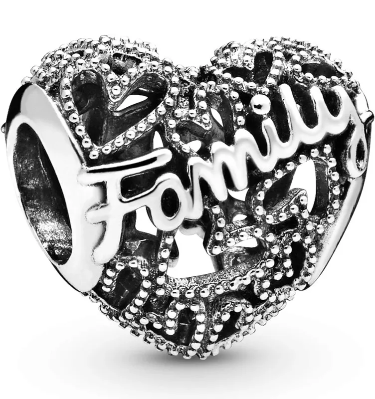 Pandora Dije de corazón familiar – Pulseras de momentos compatibles – Joyas para mujer – Regalo para mujeres en tu vida – Hecho con plata de ley