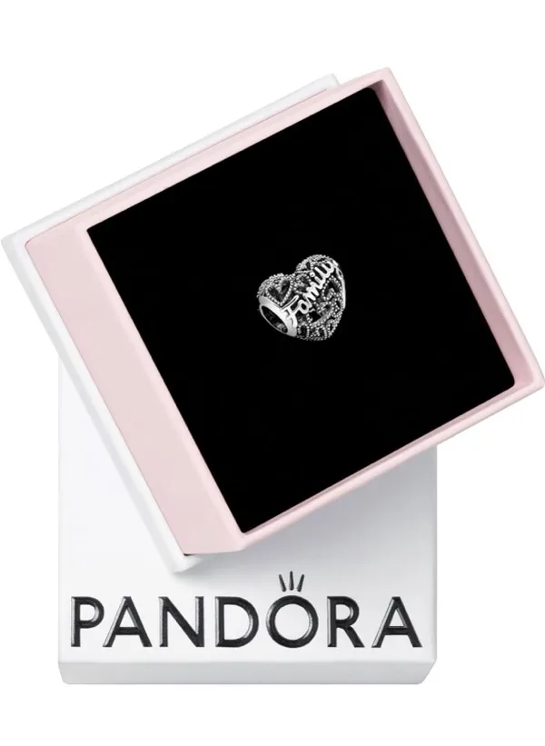 Pandora Dije de corazón familiar – Pulseras de momentos compatibles – Joyas para mujer – Regalo para mujeres en tu vida – Hecho con plata de ley