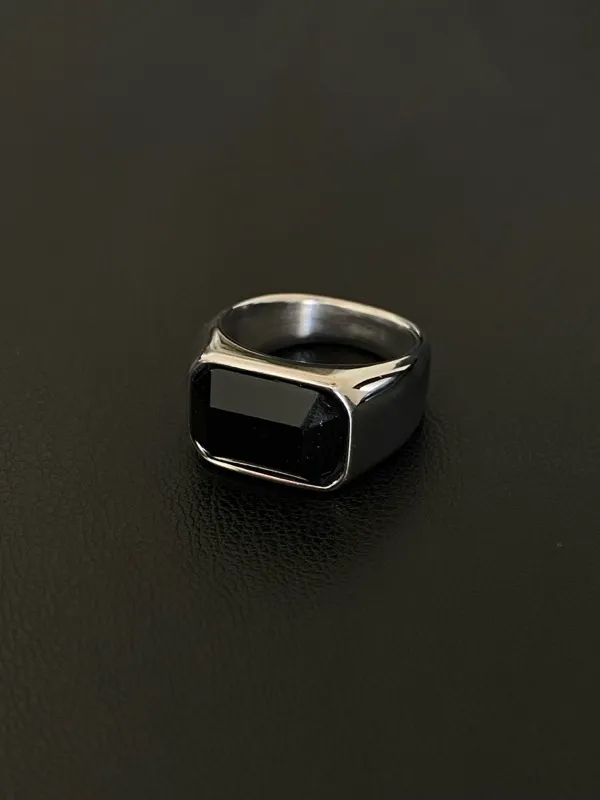 Black stone Ring (steel) #8 