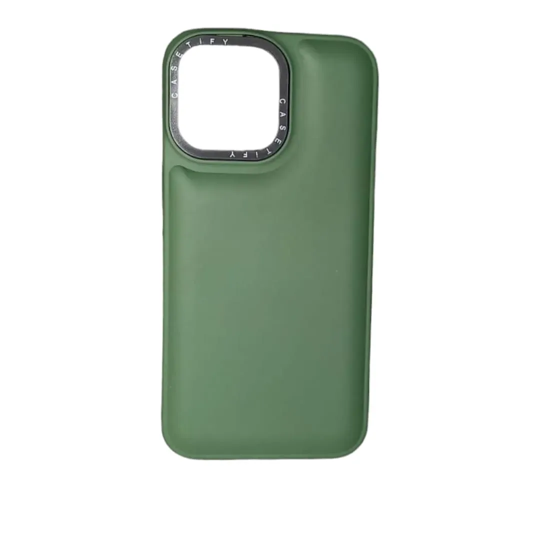 Forro Silicone Case Acolchada Iphone 13 Pro Max Verde Militar