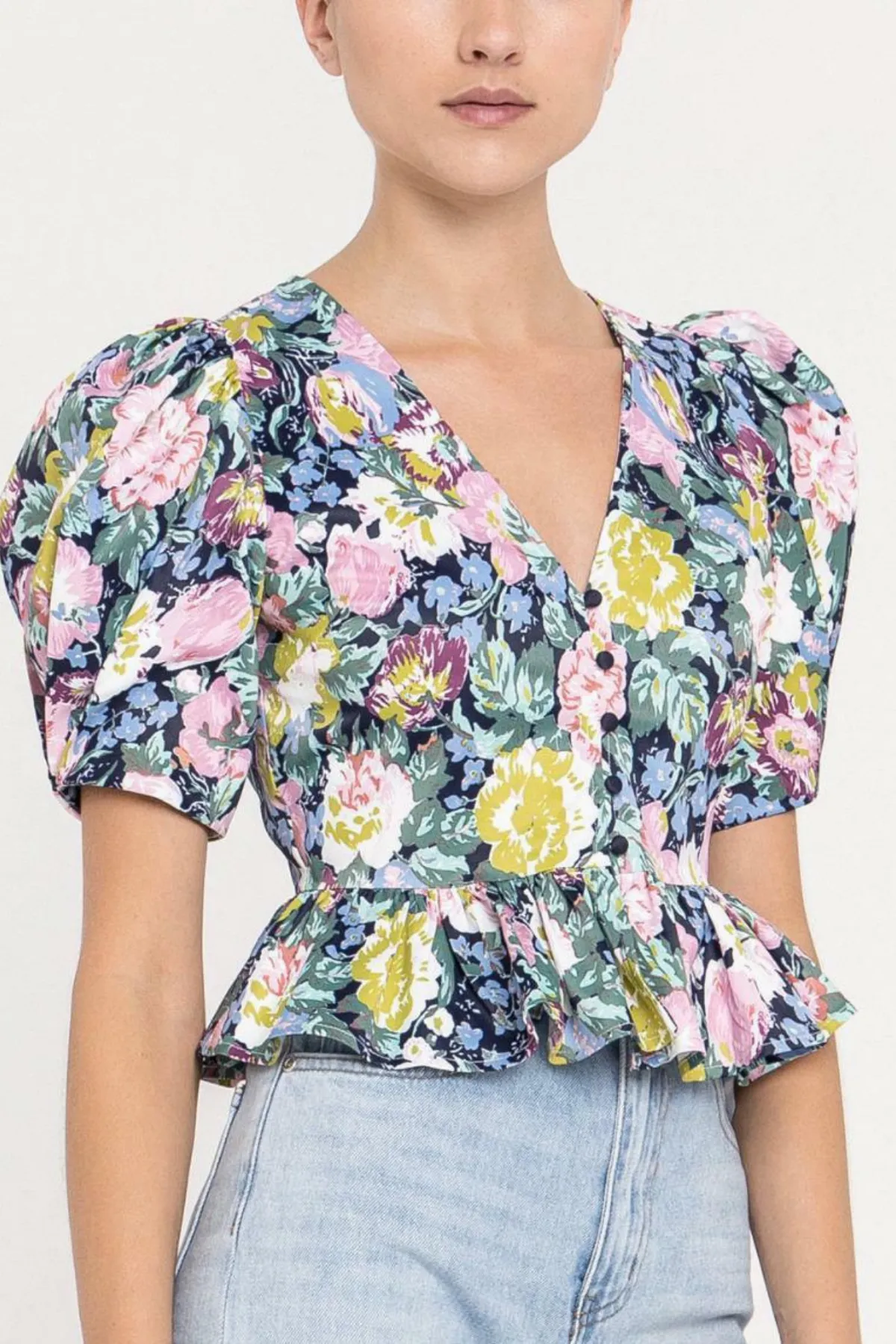 TOP FLORAL PUFF