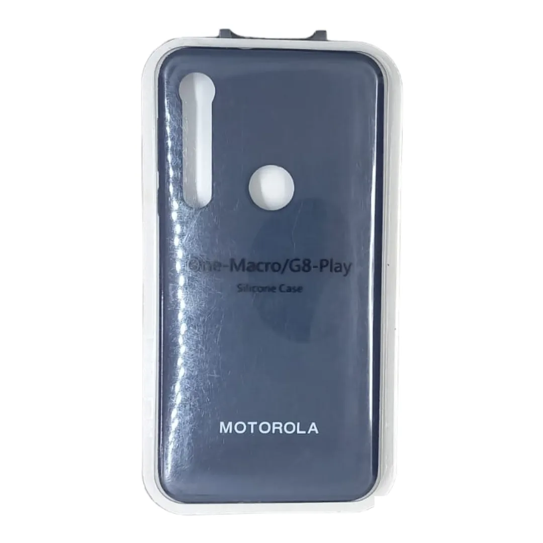 Forro Silicone Case Motorola One Macro Azul Oscuro