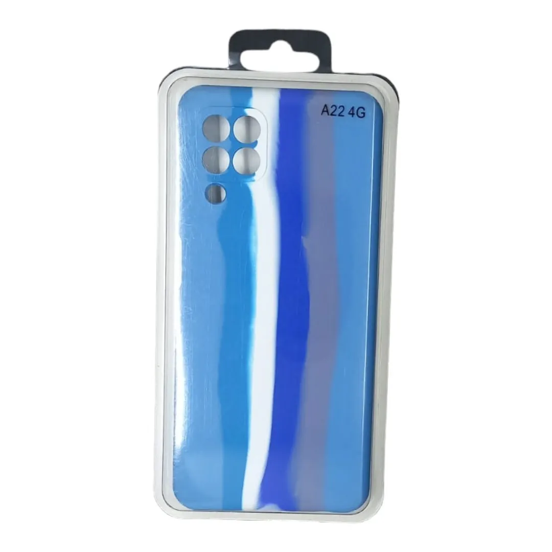 Forro Silicone  Arcoiris Samsung A22 4G Azul