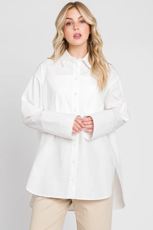 Camisa de botones Popelina blanca 