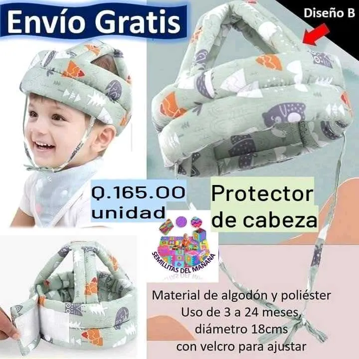 Protector de Cabeza Verde para Bebés de 3 a 24 Meses