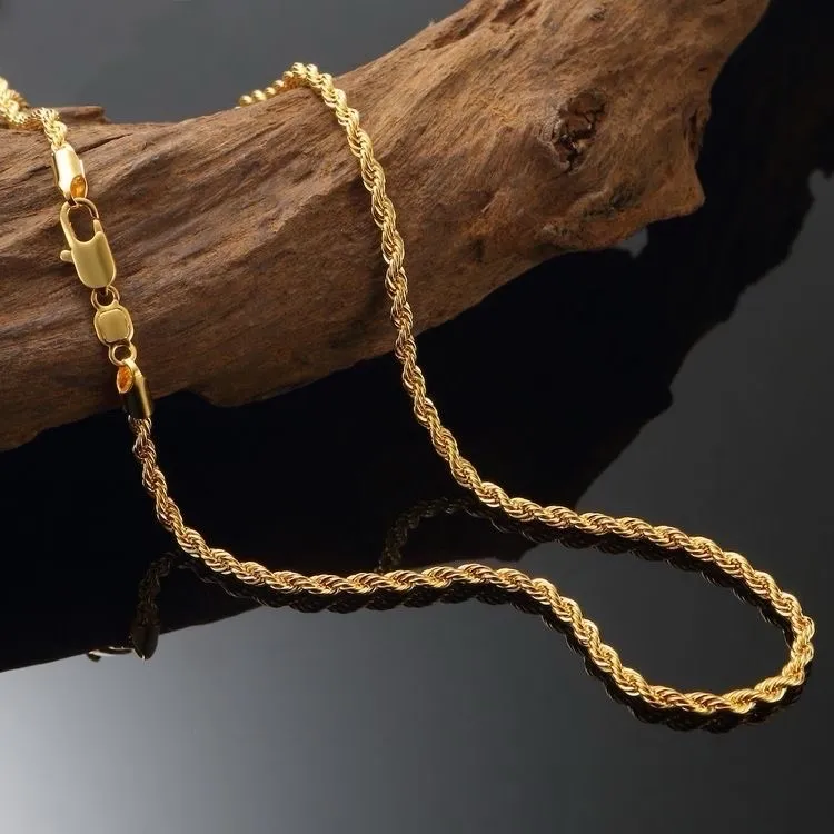 cadena de cuerda chapada en oro