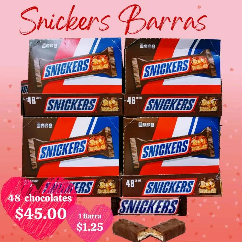 Barras Snickers (48 piezas)