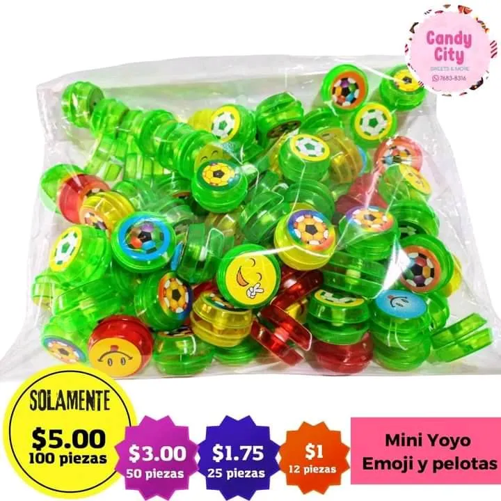 Mini yoyo emoji y pelotas (100 piezas)