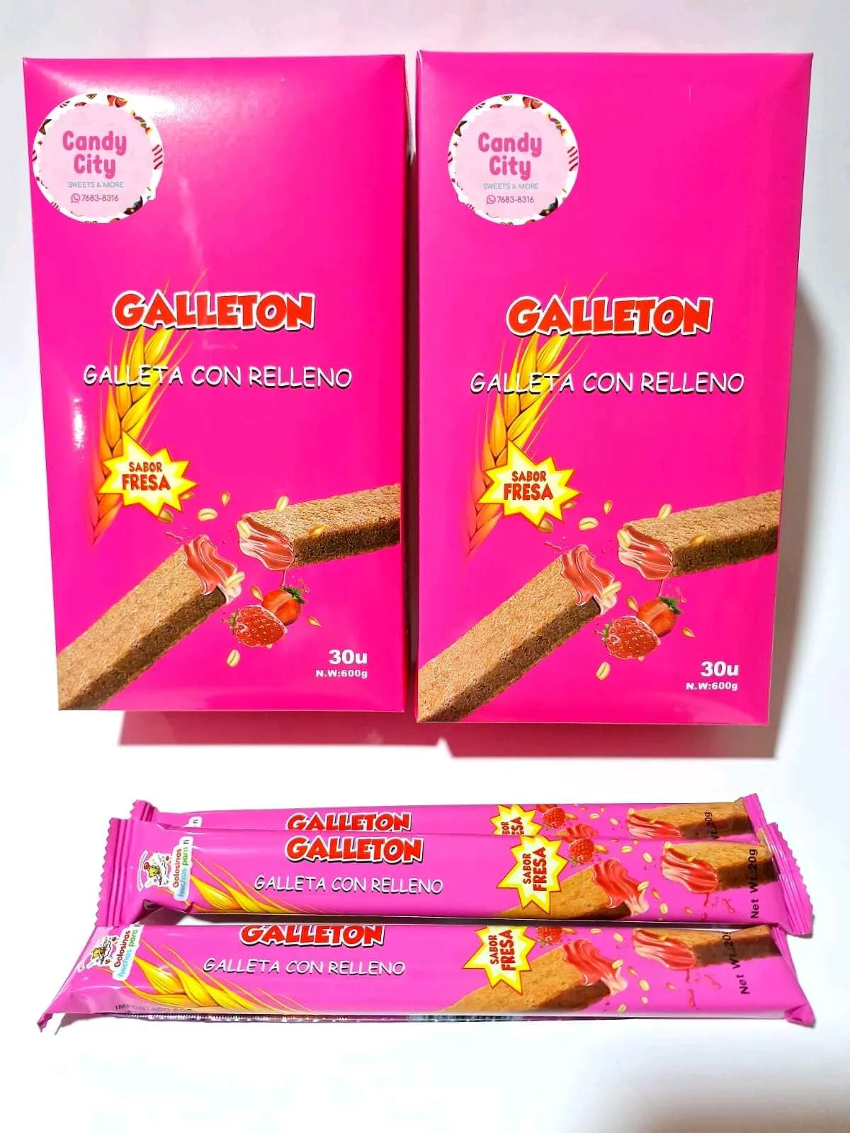 Galleton Relleno sabor Fresa (30 piezas)