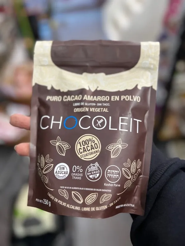CHOCOLEIT 100 % cacao amargo sin azúcar  sin TACC