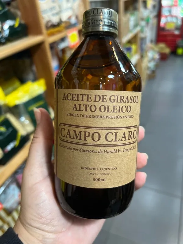Aceite de Girasol x 500 cc. CAMPO CLARO ORGÁNICO 