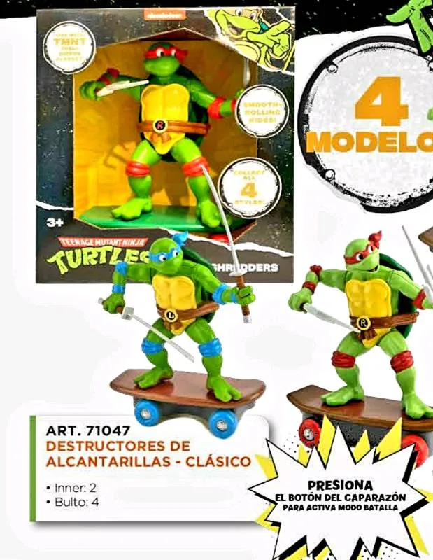 Figuras tortugas ninja mediana en caja