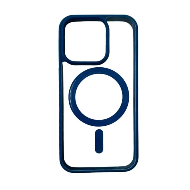 Forro transparente de bordes Azul Oscuro Con MagSafe iPhone 14 pro 