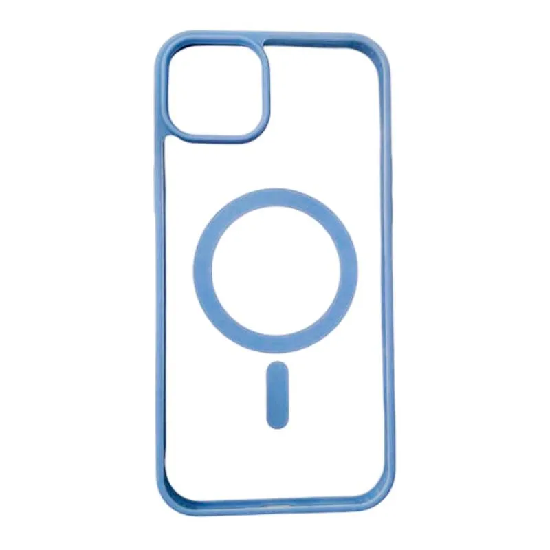 Forro Transparente De Bordes Azul Acero Con MagSafe iPhone 15
