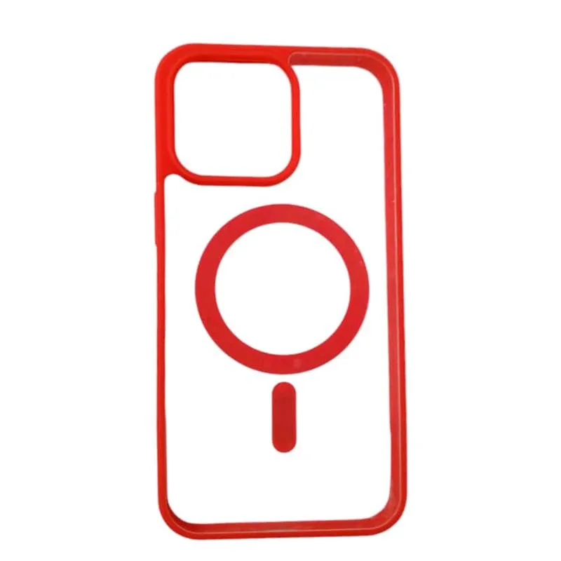 Forro transparente de bordes Rojo Con MagSafe iPhone 14 pro 