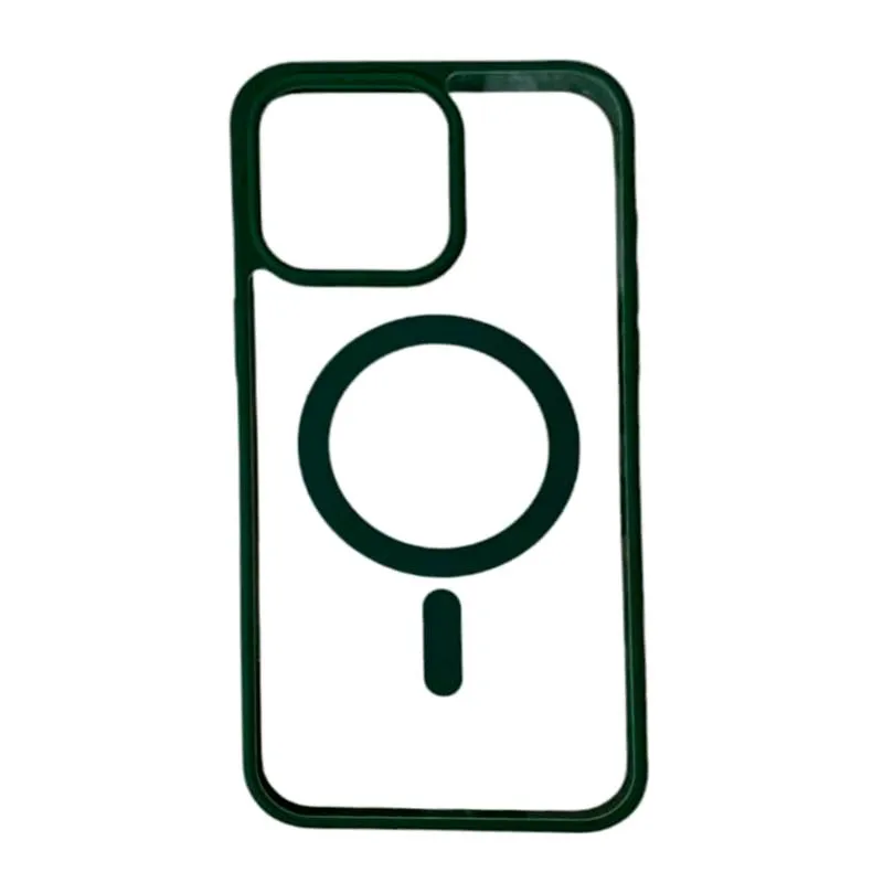 Forro Transparente De Bordes Verdes Con MagSafe iPhone 15