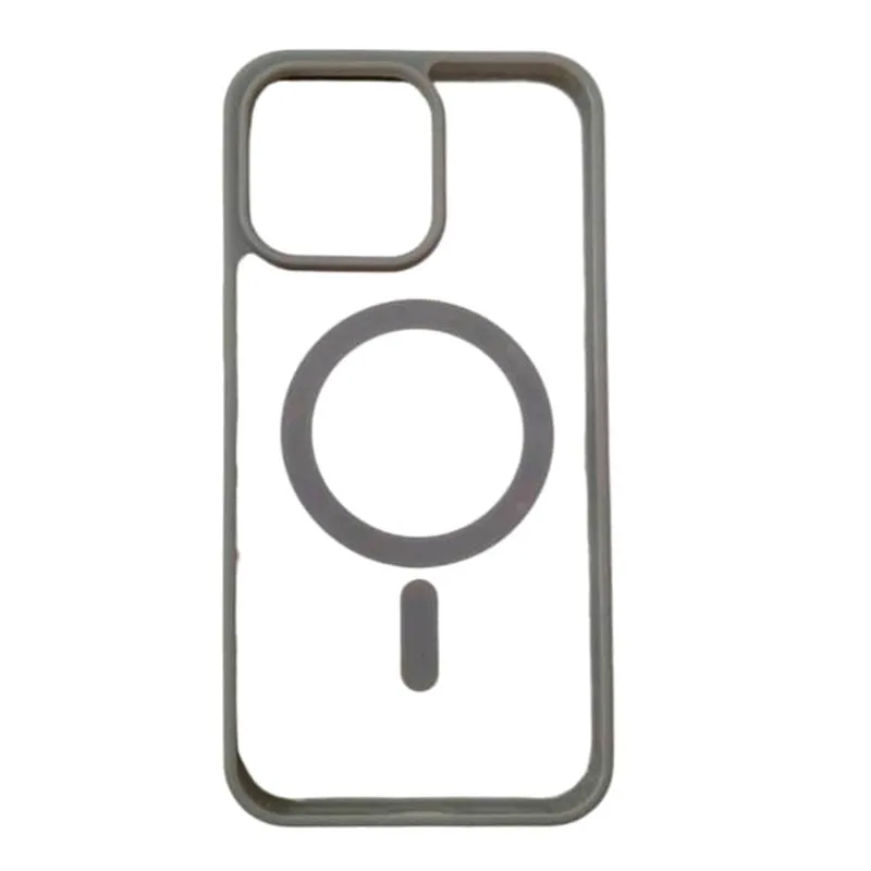 Forro Transparente De Bordes Gris Con MagSafe iPhone 15