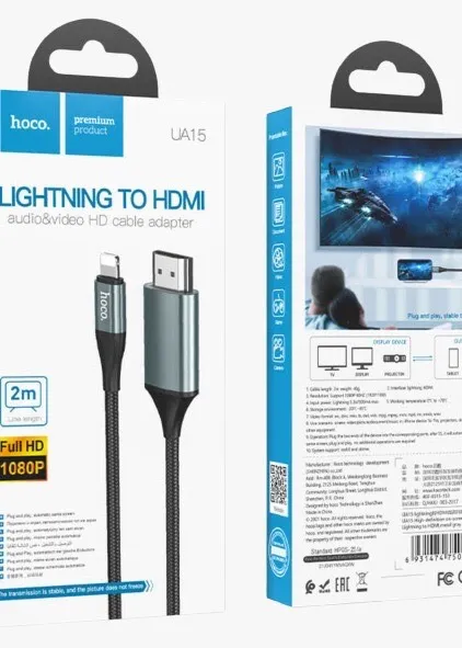 Cable Adaptador HDMI A Lightning Para iPhone 2M
