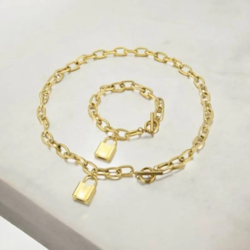 Set collar y cadena Candado (oro)