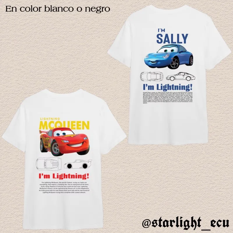 Camiseta Lightning McQueen Y Sally