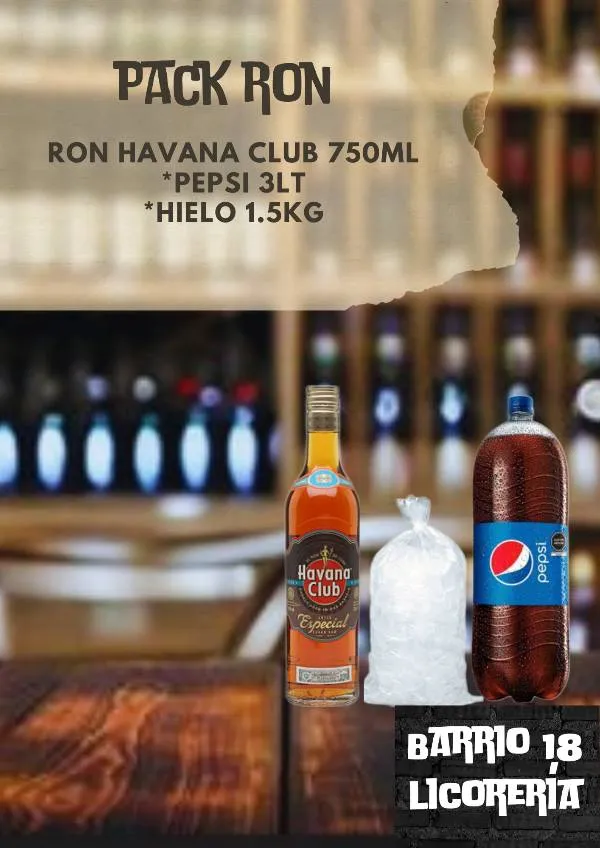 Ron Havana club 750ML +pepsi3lt +hielo