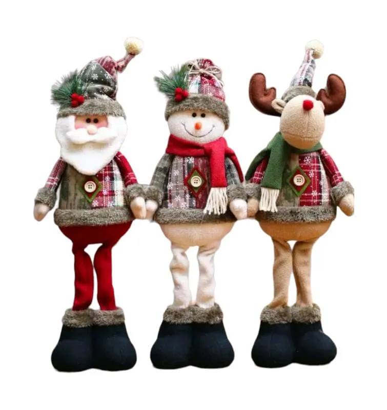 3 Pzs Muñeco Peluche navideña reno, papá Noel y muñeco de nieve 