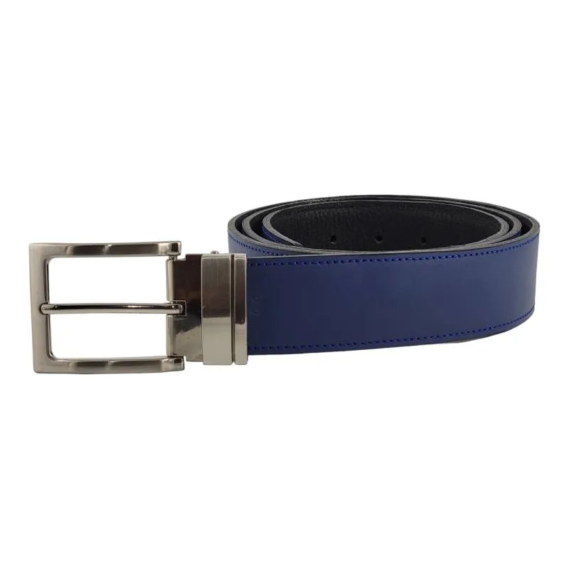 Cinturón de cuero azul con hebilla formal Nikel
