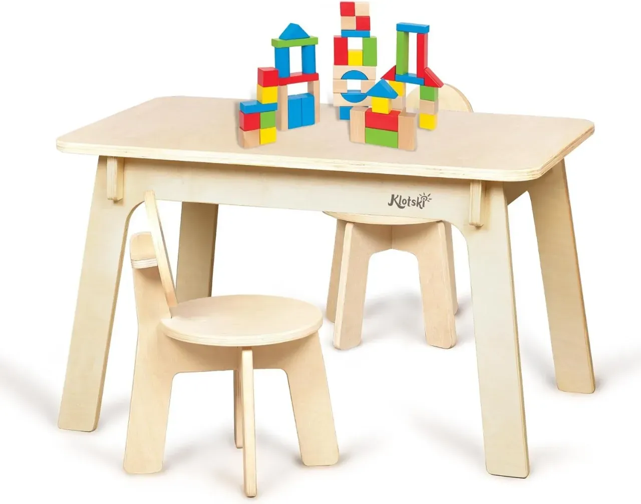 Juego de mesa y 2 sillas para niños, mesa de actividades de madera y sillas 2 a 5 años klotski 