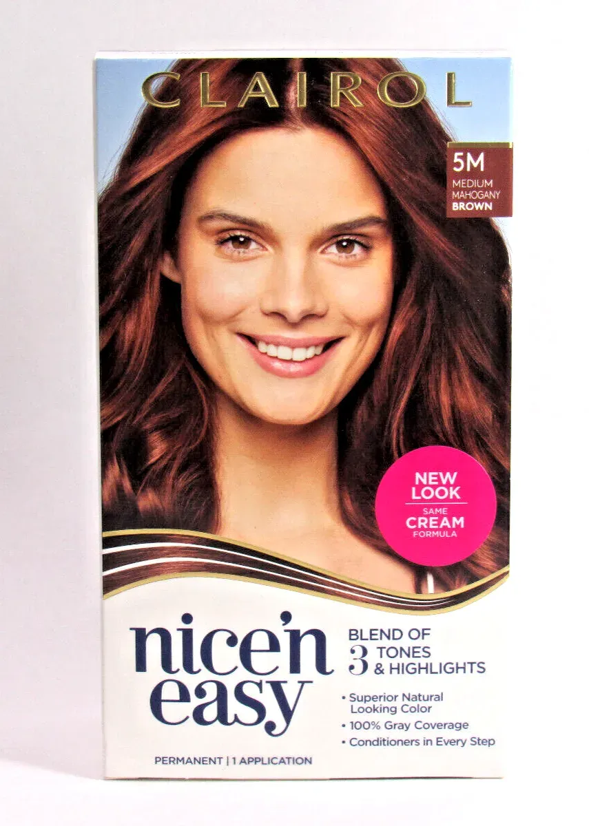 Clairol Nice'n Easy Permanent Hair Dye Color Cream, 5M Medium Mahogany Brown