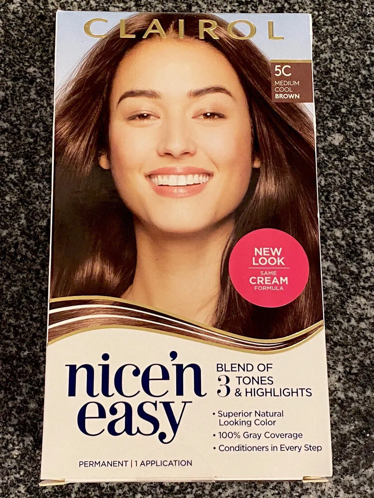 Clairol Nice'n Easy Permanent Hair Dye Color Cream, 5C Medium Cool Brown