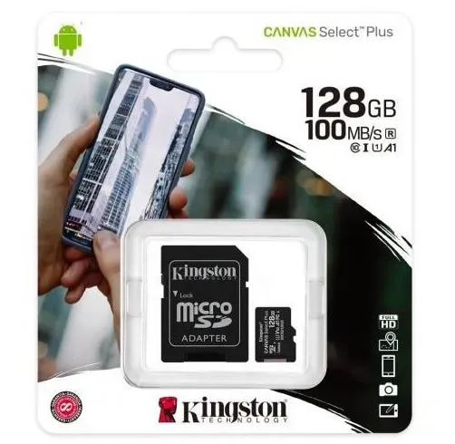 Memoria Micro SD Kingston 128 GB A1 Clase 10 100X Canvas Select Plus