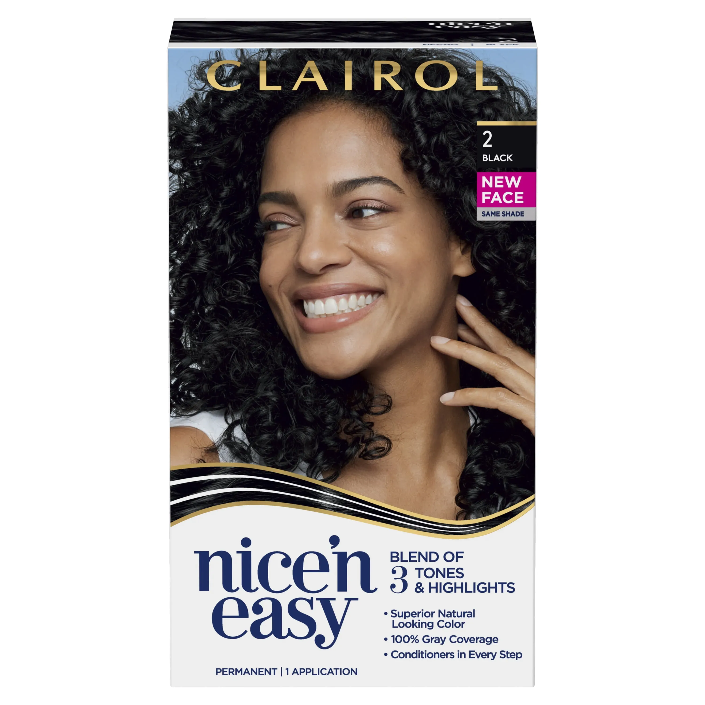 Clairol Nice'n Easy Permanent Hair Color Dye Creme, 2 Black, 1 Application