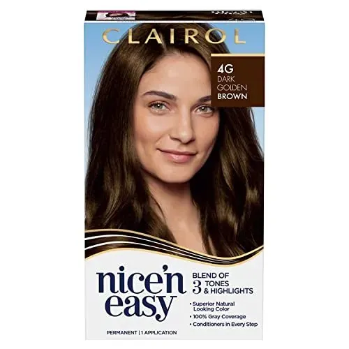 Clairol Nice'n Easy Permanent Hair Dye, 4G Dark Golden Brown Hair Color, Pack of 1