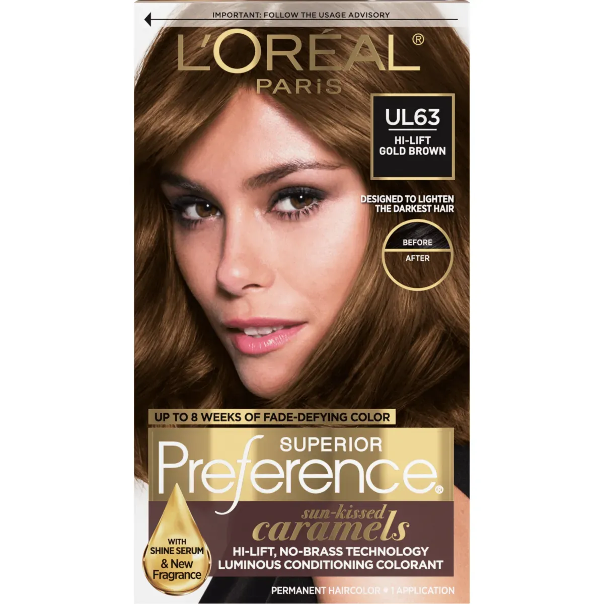 L'Oreal Paris Superior Preference Permanent Hair Color, UL63 Hi-Lift Gold Brown
