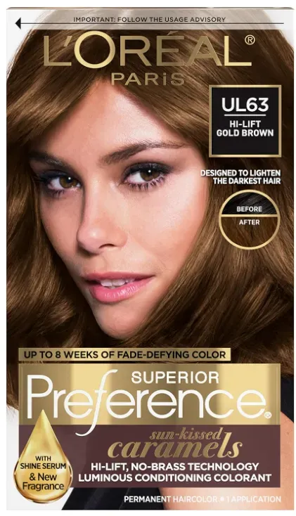 L'Oreal Paris Superior Preference Permanent Hair Color, UL63 Hi-Lift Gold Brown